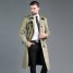 Men's Long Double Breasted Spring And Autumn Fashion Trench Coat Green