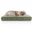 Small Pillow Dog Bed Sherpa & Flannel Paw Print Mattress W/ Removable Washable Cover - Jade Green, Small