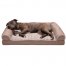 Large Orthopedic Dog Bed Luxe Faux Fur & Performance Linen Sofa-Style W/ Removable Washable Cover - Woodsmoke, Large