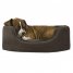 Small Dog Bed Terry & Suede Oval Lounger W/ Removable Washable Cover - Espresso, Small