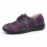 2024 Spring And Summer Old Beijing Cloth Shoes Women Comfortable Flat Shoes Plaid Lace-Up Canvas Shoes Middle-Aged And Elderly Mothers Women's Shoes