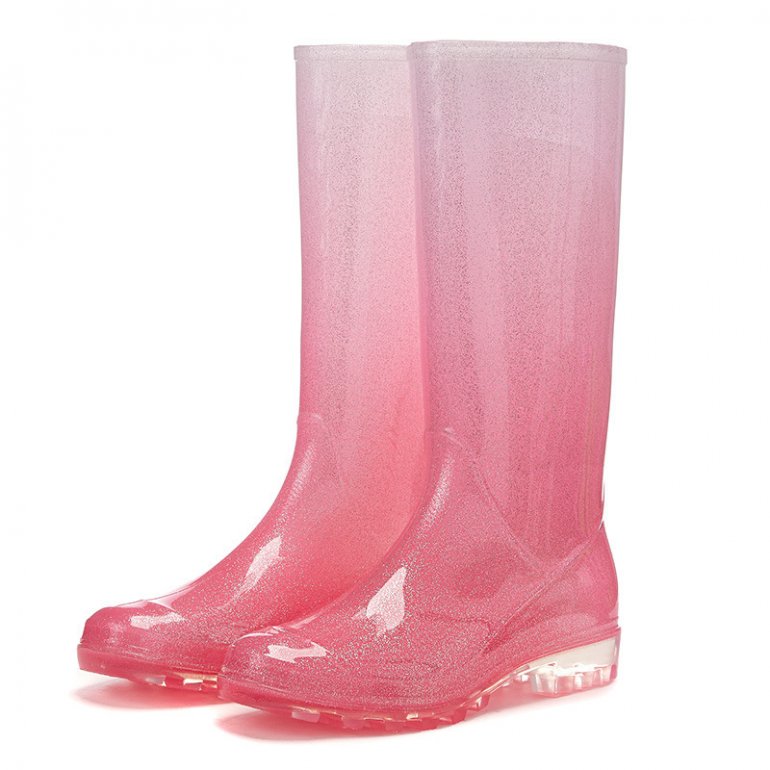 Fashion High-Top Women's Rain Boots Gradient Color Rain Boots Waterproof Non-Slip Rubber Shoes Water Boots Female Adult Kitchen Can Be Worn In All Seasons