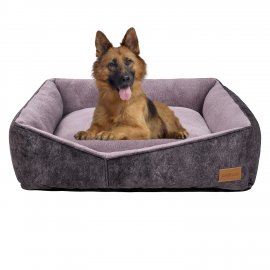 Rectangle Washable Dog Bed,Warming Comfortable Square Pet Bed Simple Design Style,Durable Dog Crate Bed For Medium Large Dogs (25 Inch, Black)