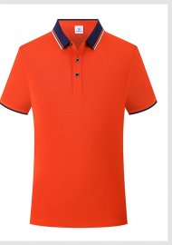 Summer Work Shirt T-Shirt Short Sleeve Polo Shirt Lapel Orange