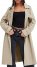 Women S Double Breasted Trench Coat Casual Windproof Long Lapel Pocket Jacket With Belt