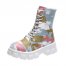 2024 Autumn New Korean Version Of Martin Boots For Women Low Square Heel Washed Camouflage Short Boots Low Boots