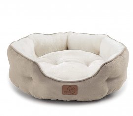 Small Dog Bed For Small Dogs Washable - Round Cat Beds For Indoor Cats, Round Pet Bed For Puppy And Kitten With Slip-Resistant Bottom, Camel, 20 Inches