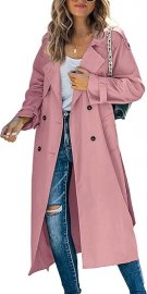 New Women S Double Breasted Long Trench Coat Windproof Classic Lapel Slim Coat With Belt