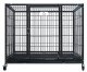 37" Heavy Duty Metal Open Top Cage W/Floor Grid, Casters And Tray