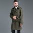 Men's Deerskin Velvet Fashion Slim Double Breasted Mid-Length Trench Coat Army Green