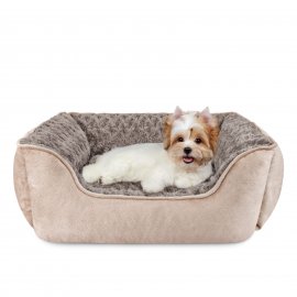 Rectangle Dog Bed For Large Medium Small Dogs Machine Washable Sleeping Dog Sofa Bed Non-Slip Bottom Breathable Soft Puppy Bed Durable Orthopedic Calming Pet Cuddler, Multiple Size, Beige