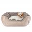 Rectangle Dog Bed For Large Medium Small Dogs Machine Washable Sleeping Dog Sofa Bed Non-Slip Bottom Breathable Soft Puppy Bed Durable Orthopedic Calming Pet Cuddler, Multiple Size, Beige