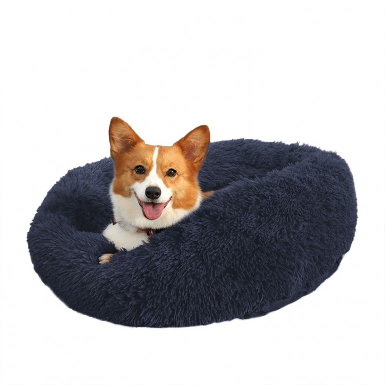 Dog Bed Cat And Dog Beds, 24 Inches Navy Cat Bed, Black/Pink/Beige Puppy Bed ,Original Cat And Dog Bed In Shag Fur