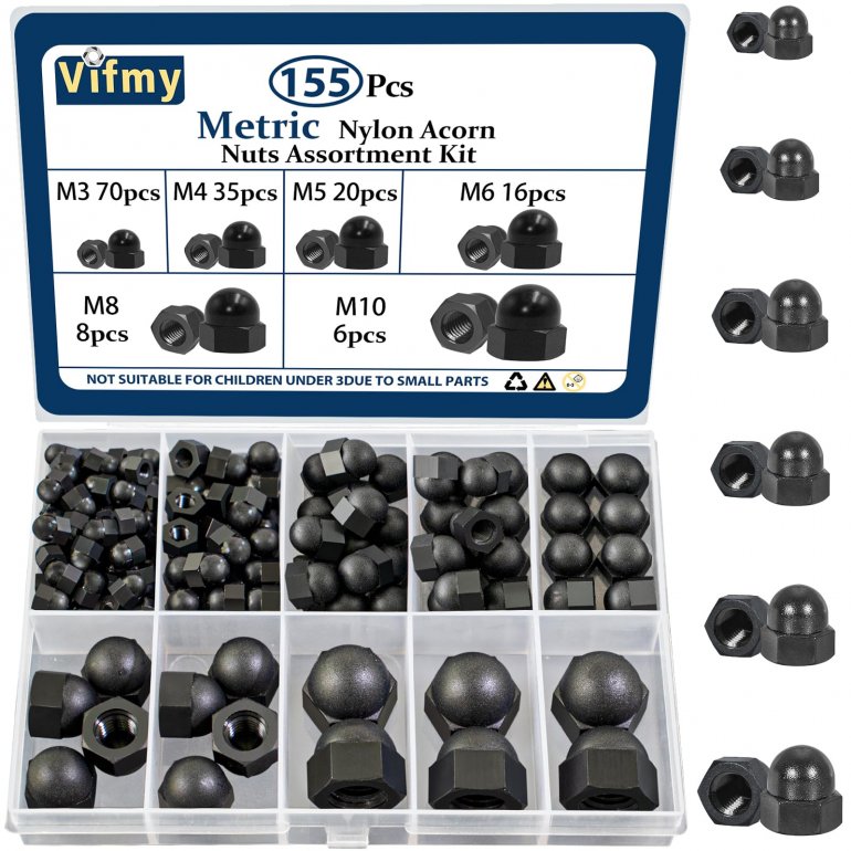 Metric Black Nylon Acorn Nut Assembling Kit