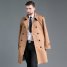 DEERSKIN VELVET FASHION SLIM-FIT DOUBLE BREASTED MID-LENGTH TRENCH COAT CAMEL