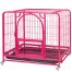 Heavy Duty Dog Crate Cage Strong Pink Metal Dog Kennel With Wheels And Tray For Indoor Outdoor Small Dog, 24