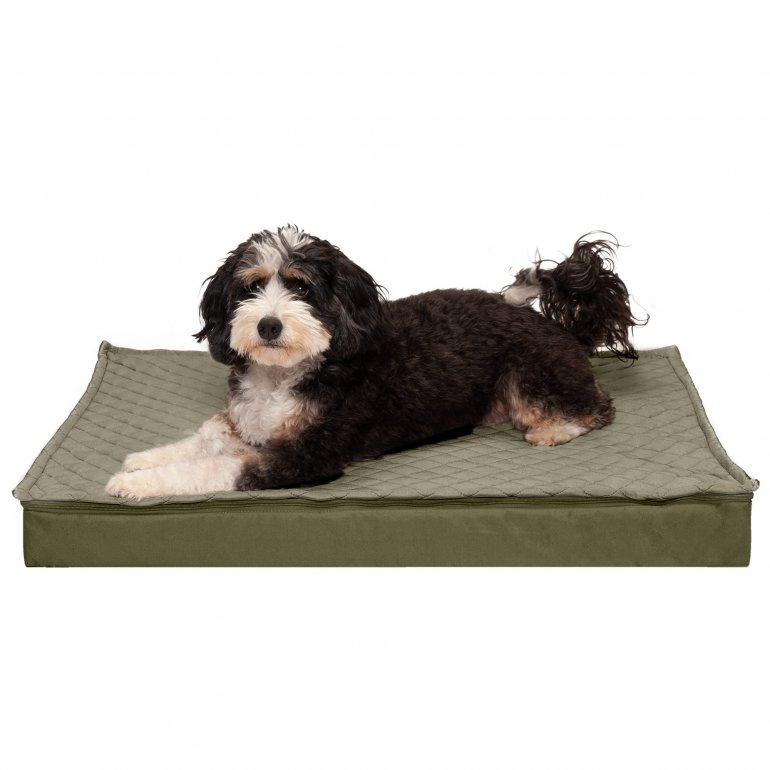 Large Orthopedic Dog Bed Water-Resistant Indoor/Outdoor Quilt Top Convertible Mattress W/ Removable Washable Cover - Dark Sage, Large