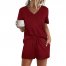 V-Neck Pullover Short-Sleeved Home Wear Pajamas Women's Summer Suit Two-Piece Set