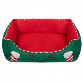 Pet Dog Bed Rectangle Plush Dog Cat Bed Self-Warming Pet Bed, Green Glovers