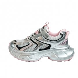 Silver Grey Retro Women's Shoes Mesh Top Breathable Casual Shoes Sneakers Pink