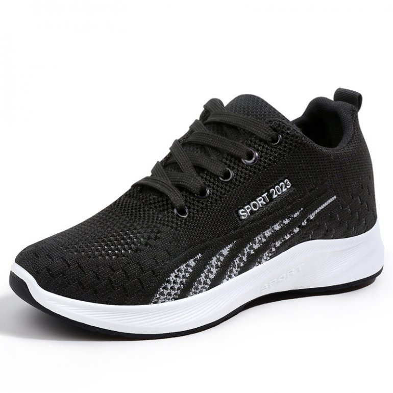 2024 Spring And Autumn New Flat Flat Flying Mesh Breathable Sneakers Black