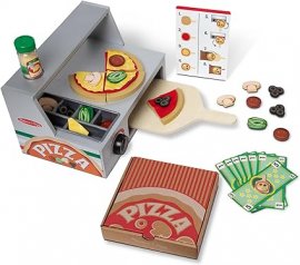 Kids Wooden Pizza Stand Food Cooking Toy Set