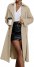 Women's Double Breasted Long Trench Coat Lapel Mid Length Jacket with Belt Coat