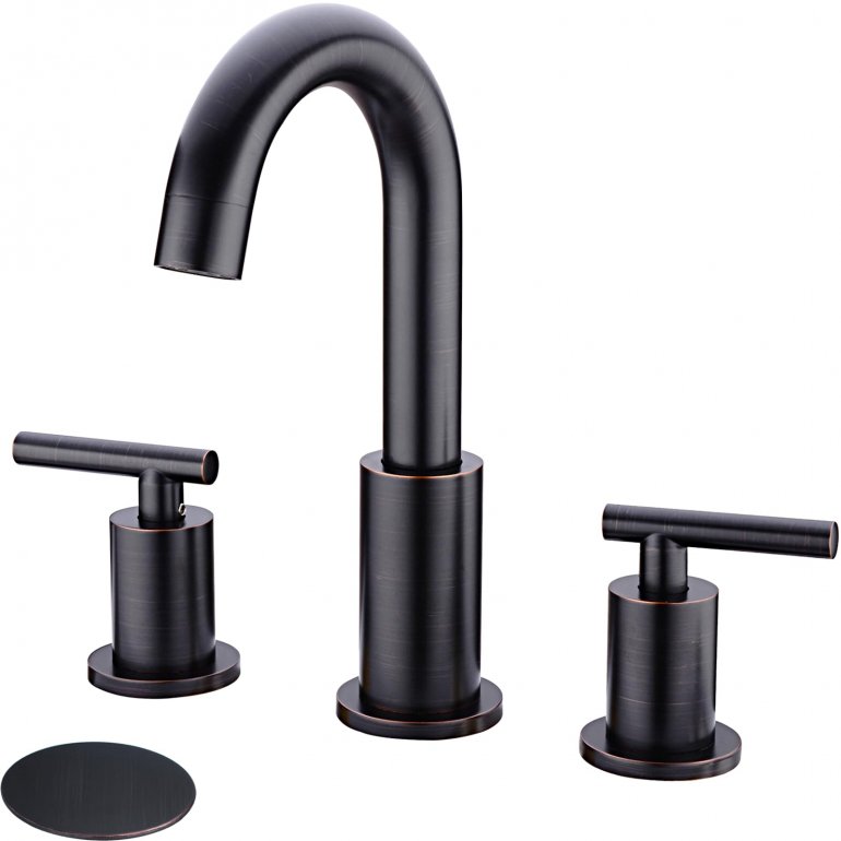 Wide-Band Bathroom Sink Faucet With Pop-Up Drain