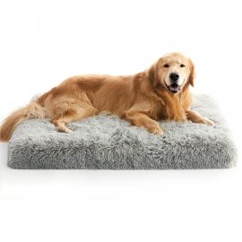 Dog Bed Luxurious Plush Washable Dog Beds With Removable Waterproof Cover Anti-Slip Egg Foam Pet Sleeping Mattress For Large, Jumbo, Medium, Small Dogs, 35 X 22 Inch, Gray