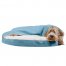 Round Orthopedic Dog Bed Sherpa & Suede Snuggery W/ Removable Washable Cover - Blue, 35-Inch