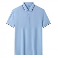 Polo Shirt Overalls T-Shirt Cotton Lapel Short Sleeve Sky Blue