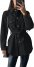 New Women's Fall Lapel Button Pea Coat with Belt Jacket