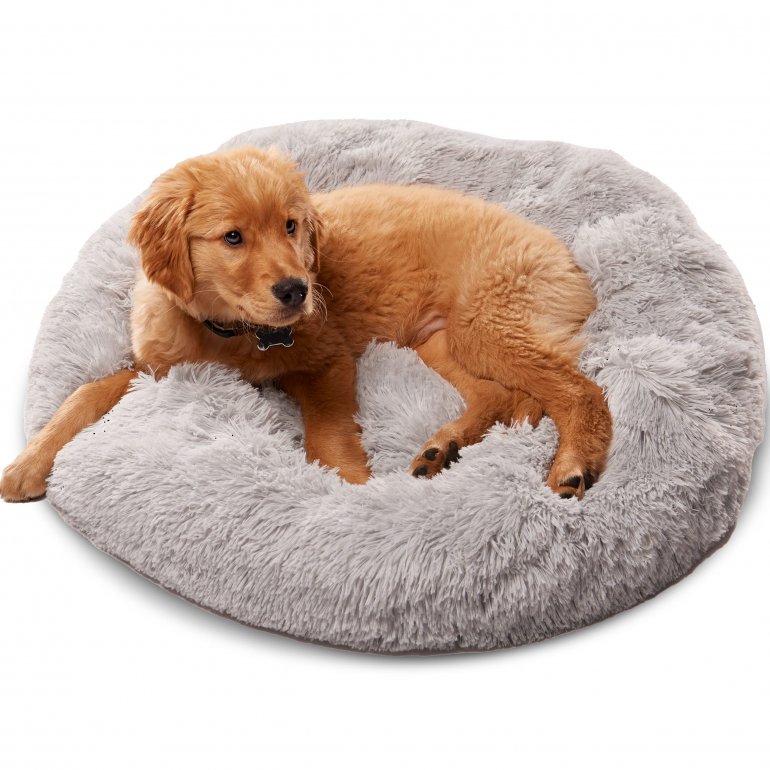 Plush Calming Dog Bed, Donut Dog Bed For Small Dogs, Medium & Large, Anti Anxiety Dog Bed, Soft Fuzzy Calming Bed For Dogs & Cats, Comfy Cat Bed, Marshmallow Cuddler Nest Calming Pet Bed