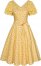 2024 Women's Summer Short Puff Sleeve V-Neck A-Line Swing Dress 1950s Vintage Cocktail Dress (With Belt)