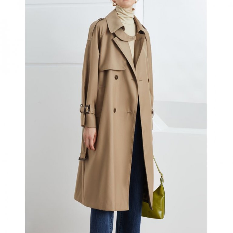 2024 Spring And Autumn New High-End British Fashion Casual Temperament Double-Breasted Loose Mid-Length Trench Coat For Women