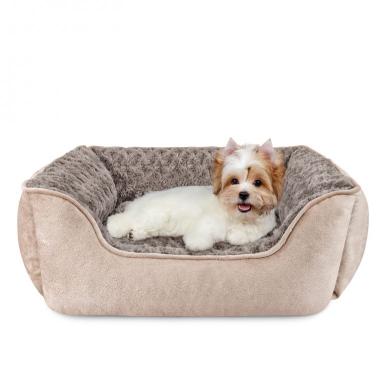 Rectangle Dog Bed For Large Medium Small Dogs Machine Washable Sleeping Dog Sofa Bed Non-Slip Bottom Breathable Soft Puppy Bed Durable Orthopedic Calming Pet Cuddler, Multiple Size, Beige