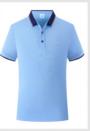 Summer Work Shirt T-Shirt Short-Sleeved Polo Shirt Lapel Sky Blue